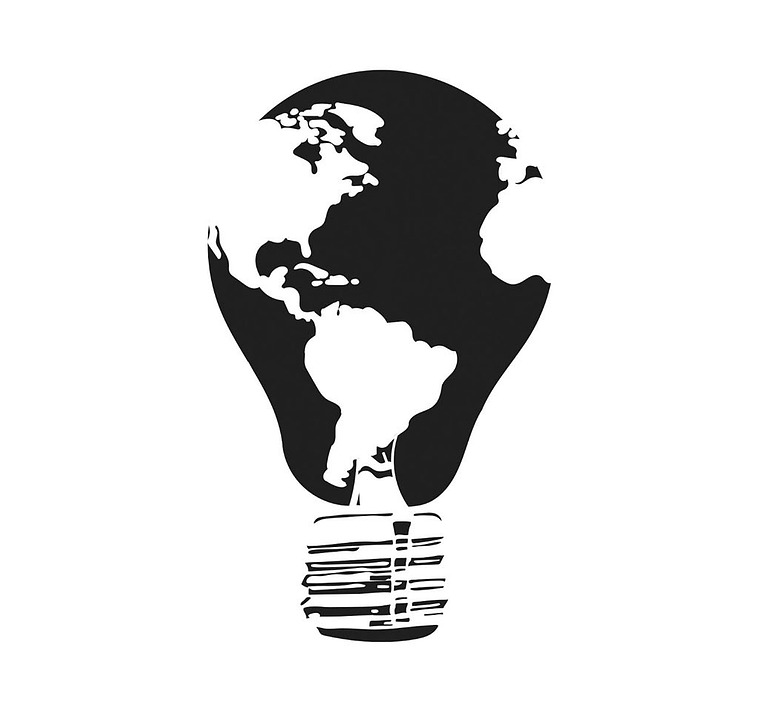 Americas Illuminated: Black and White Lightbulb Logo Concept



