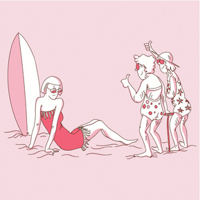 Confident in Style: Young Woman Rocks Unique Swimsuit on Beach, Earning Approval from Fellow Beachgoers