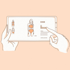 Swimsuits Direct to the Rescue! Woman Searches for Swimsuits on Her Phone 