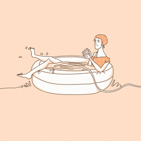 Beat the Heat & Shop in Style: Woman Online Shops for Swimsuits in a Kiddie Pool 