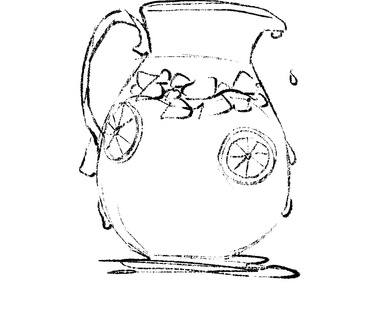 Black and White Sketch of a Lemonade Jug – Ideal for Website and Promotional Materials, Perfect for Illustrating Refreshing Beverage Themes.