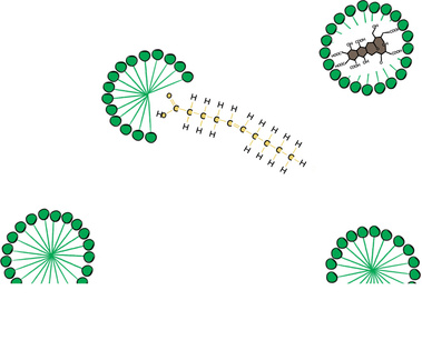 Scientific Illustration Demonstrating How WIN Detergent Breaks Down Dirt on Synthetic Fiber – Visual Analysis of Cleaning Effectiveness and Detergent Action.