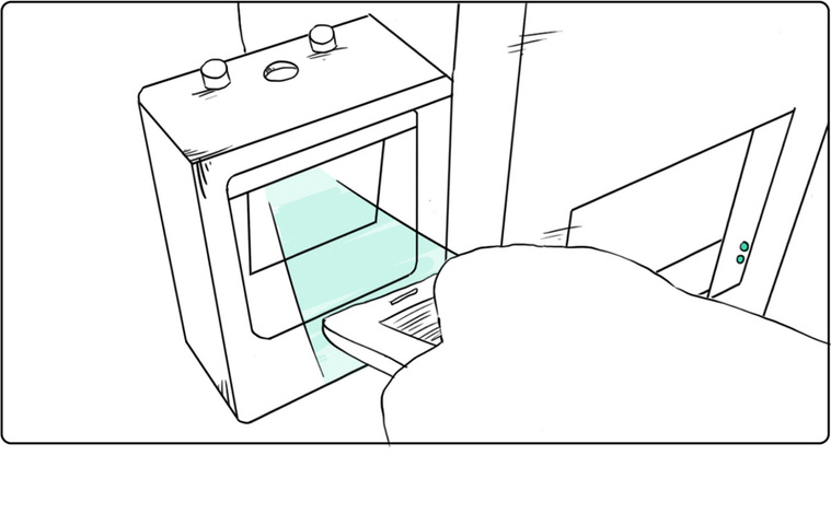 A second panel storyboard illustrating a step-by-step process for a new AI technology. Clean lines and a company branding spot color effectively communicate the process, making it visually engaging and informative.