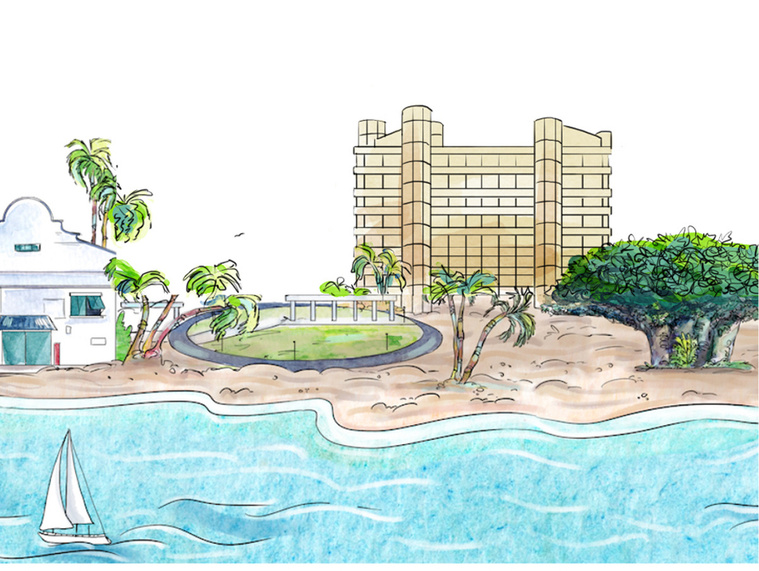 Watercolor and ink illustration of Barbados, used as a banner on Forvest Bank's global office website to showcase their expansion.
