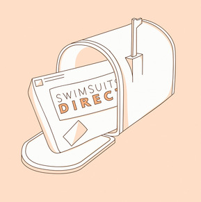 The third panel of an advertising comic strip in vector format depicts an orange package being delivered to a mailbox. This vibrant illustration is part of a storyboarding sequence for advertising and marketing campaigns, effectively conveying the product