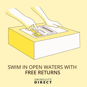 Final advertising panel showcasing a woman returning a swimsuit, carefully placing the label on the package. This vector illustration highlights the ease of returns, a crucial factor for online shopping.