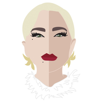 Vector illustration portrait of Lady Gaga, featuring a simplified yet accurate design, ideal for corporate team illustrations, advertising campaigns, and publishing purposes, showcasing creativity and brand alignment.