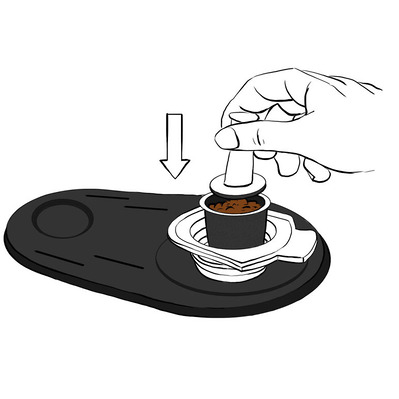 Discover clear instruction illustrations for coffee pods by Ainsley Ashby. Ideal for print and online manuals, these visuals guide users through the brewing process, ensuring a perfect cup every time.