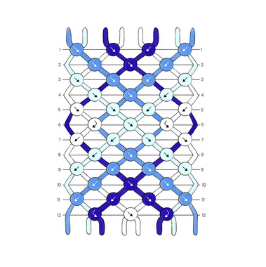 Comprehensive Illustration Showing the Stitching Sequence and Order for a Diamond Stitch Friendship Bracelet – Step-by-Step Guide for Crafting Intricate Diamond Patterns.