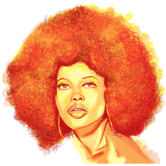 Monochromatic Illustration of Diana Ross in Orange and Yellow – Vibrant Artistic Tribute for Music and Pop Culture Projects.