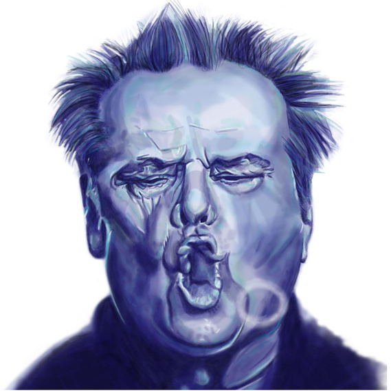 Monochromatic Illustration of Jack Nicholson in Blue – Striking Artistic Representation for Film and Pop Culture Projects.