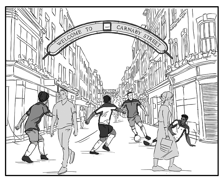 Men's Fashion in Action: Footballers showcase Ben Sherman's Latest Collection in a London Street Match