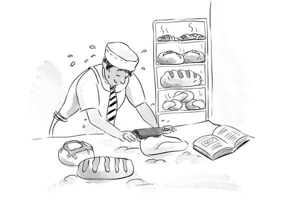 A humorous black and white New Yorker-style illustration, perfect for editorial and chapter illustrations. The ink wash adds depth and texture, capturing the city's unique character and wit.