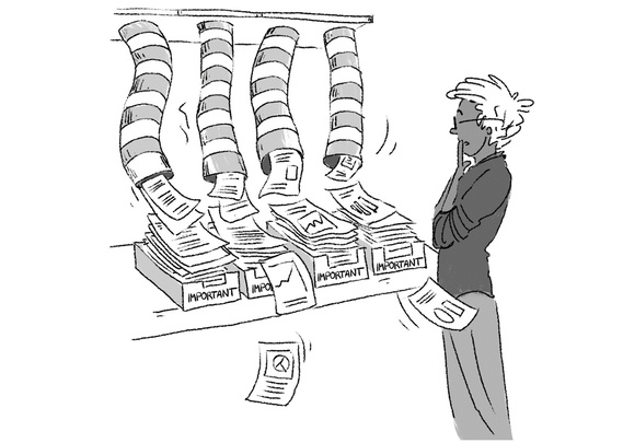 Cartoon doodle-style book illustrations, perfect for novels, training books, and corporate materials. A man waits for information from tubes, symbolizing anticipation and knowledge acquisition.