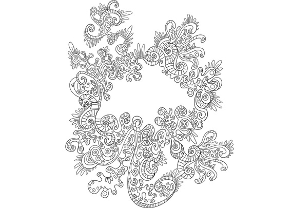 A free-flowing black and white mandala, perfect for adult coloring and mindfulness. This intricate design sparks imagination and promotes inner peace, making it ideal for relaxation and stress relief.