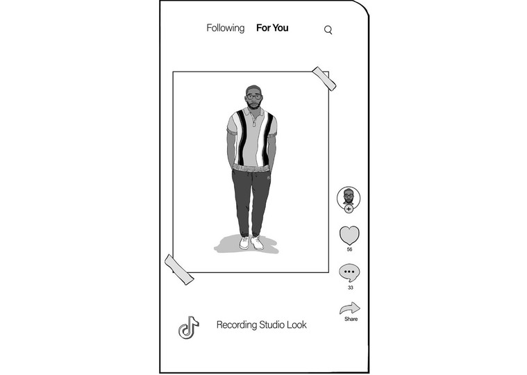  A black and white illustration of a complete outfit from Ben Sherman's latest clothing line. The image is perfect for creating storyboards on TikTok, showcasing the versatility and trendiness of the ensemble for advertising and marketing campaigns.