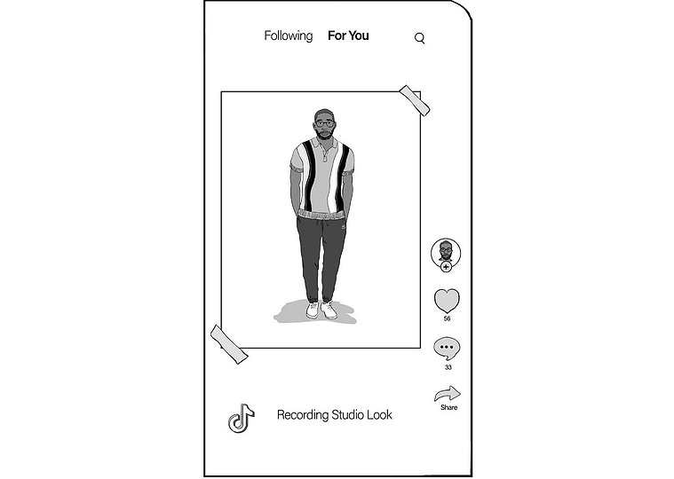  A black and white illustration of a complete outfit from Ben Sherman's latest clothing line. The image is perfect for creating storyboards on TikTok, showcasing the versatility and trendiness of the ensemble for advertising and marketing campaigns.