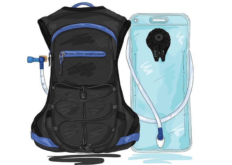 A clear and precise product color illustration of a backpack and water pack, designed for Amazon purchases. This digital illustration effectively highlights the product's features and benefits for potential buyers.