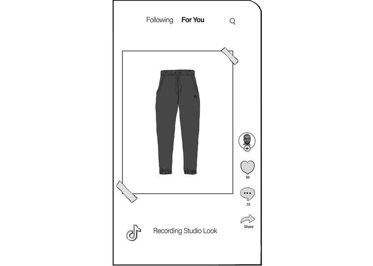  A black and white illustration of stylish pants from Ben Sherman's latest clothing line. The image is perfect for creating storyboards on TikTok, showcasing the versatility and trendiness of the piece for advertising and marketing campaigns.