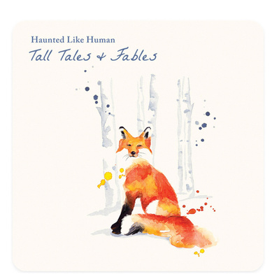 Watercolor album artwork featuring an orange fox sitting gracefully in a birch bark forest, with soft, vibrant colors capturing the serene beauty of nature, ideal for artistic music album covers.