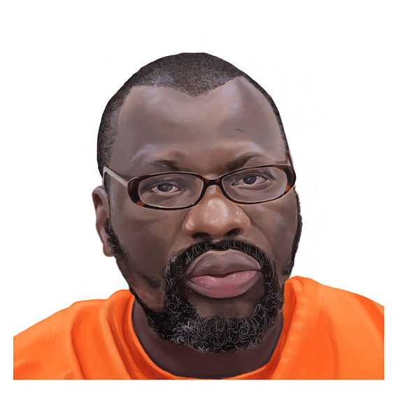 This image depicts a man, confined behind bars, unable to prove his place of birth. The artwork is a hyperrealistic digital painting, showcasing the man's despair and the injustice of his situation. The digital medium allows for a level of detail that dra