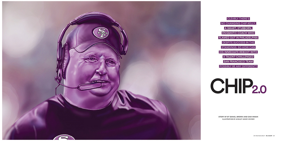 A monochromatic portrait of Chip Kelly, the NFL football hero, captured in realistic detail. This striking image is perfect for sports and entertainment, conveying his unique personality and leadership.