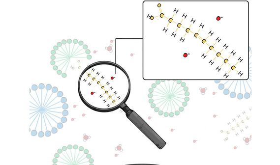 Detailed scientific illustration of WIN laundry detergent compounds, showcasing the product's formula in full color.
