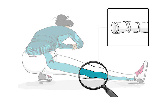 Close-up digital illustration of synthetic clothing fibers during yoga. Visually explore the microscopic world of fabric performance.