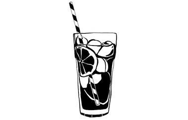 Black and white illustration of food and beverages for a restaurant rebranding. Distinctive style, fresh perspective
