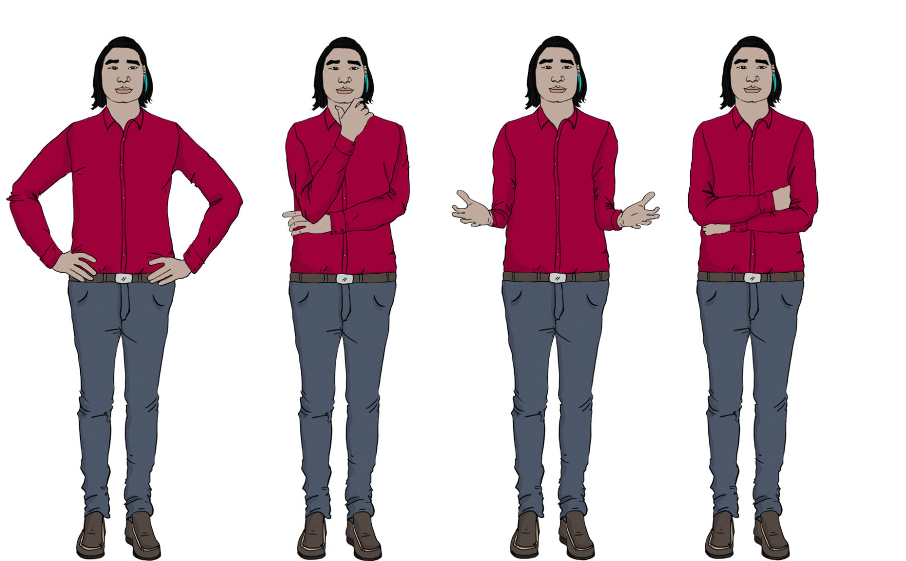 This image showcases a First Nations woman with a range of facial and body expressions, providing a valuable resource for training manuals focused on cultural sensitivity, diversity, and inclusion.