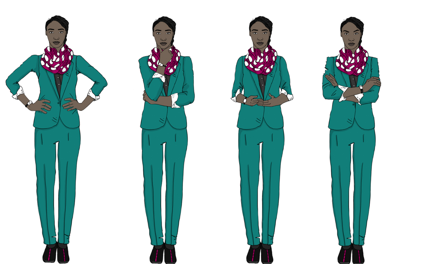 Diverse Facial and Body Expressions of an African American Woman for Training Manuals