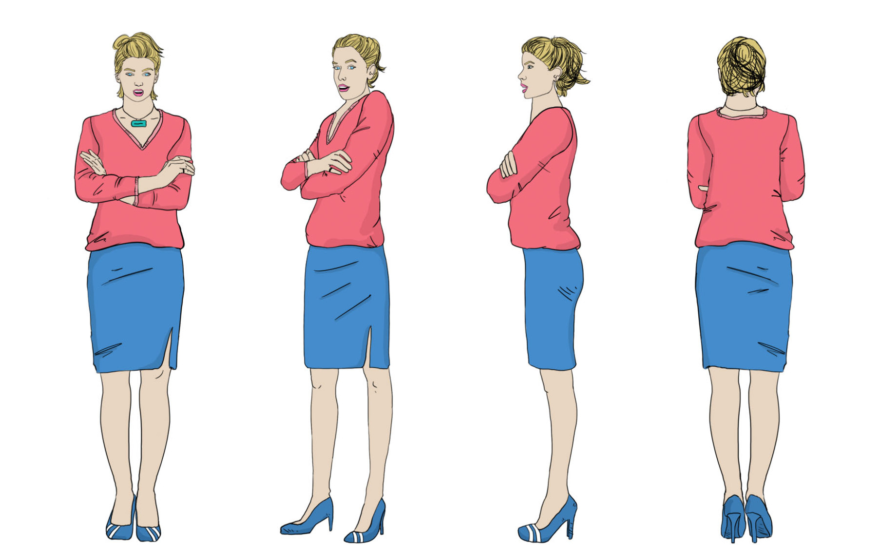 360-Degree View of a European Businesswoman for Training Manuals

