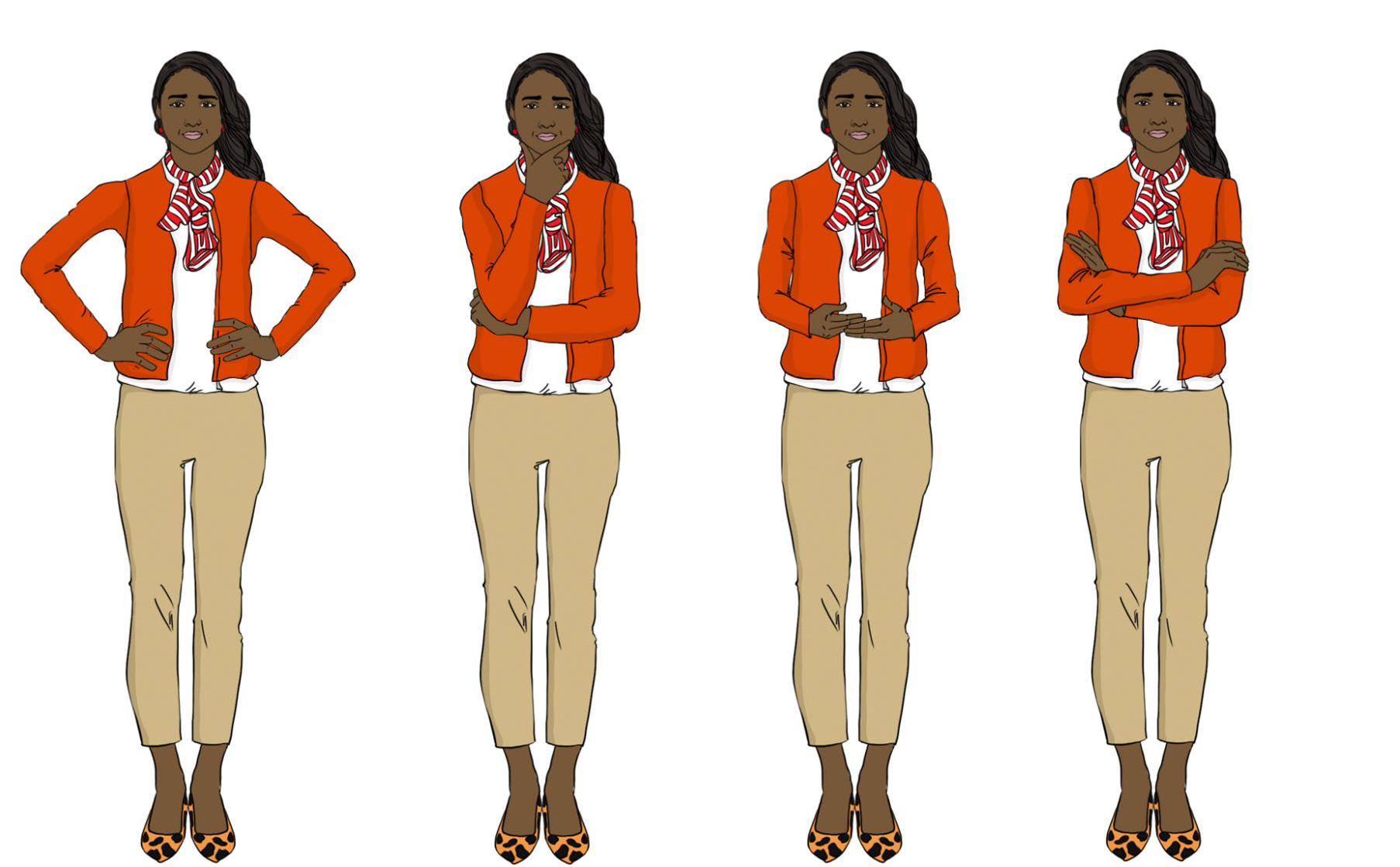 Facial and Body Expressions of an East Indian Businesswoman for Training Manuals

