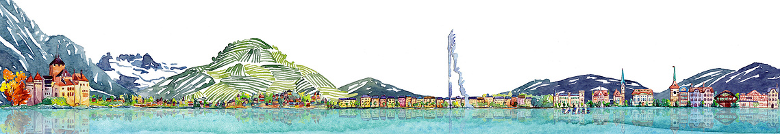 Watercolour Swiss Landscape Banner for Bank: Capture the Majesty of Switzerland