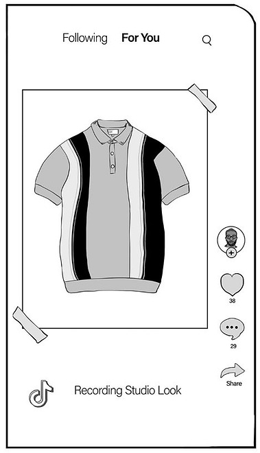 Ben Sherman Latest Clothing Line Top Illustrated for TikTok Advertisement
This illustration features the latest top from Ben Sherman's clothing line, showcased as part of a TikTok advertisement.