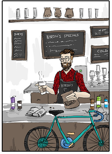 Toronto Star Feature Illustration of Cafe Owner Serving Customers
This Toronto Star illustration depicts the owner of a small cafe serving customers, capturing the charm and warmth of local business interactions.