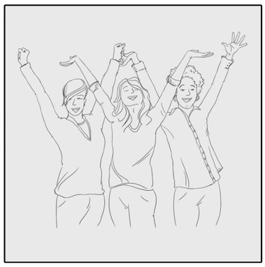 Three Diverse Women Standing Side by Side with Hands Raised Excitedly
This illustration features a Black woman, an Asian woman, and a White woman standing side by side with their hands raised excitedly, showcasing diversity and inclusion.