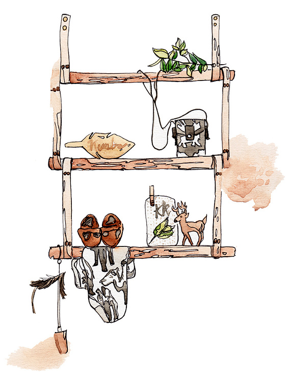 Watercolour & Ink Illustration: Balance Meets Beauty - Orchids & Textured Wood for Interior Design Projects.