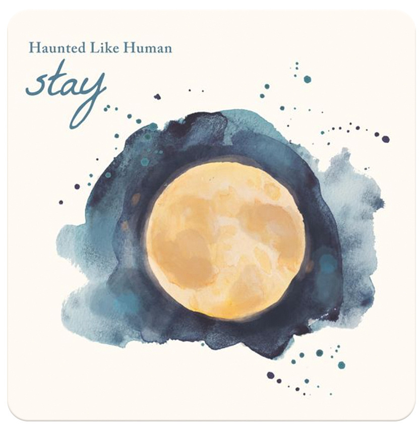 Cosmic Dreamscape: This Watercolour Album Cover Illustration Features a Luminous Moon with Ethereal Splashes, Perfect for Ambient or Dream Pop Musicians.