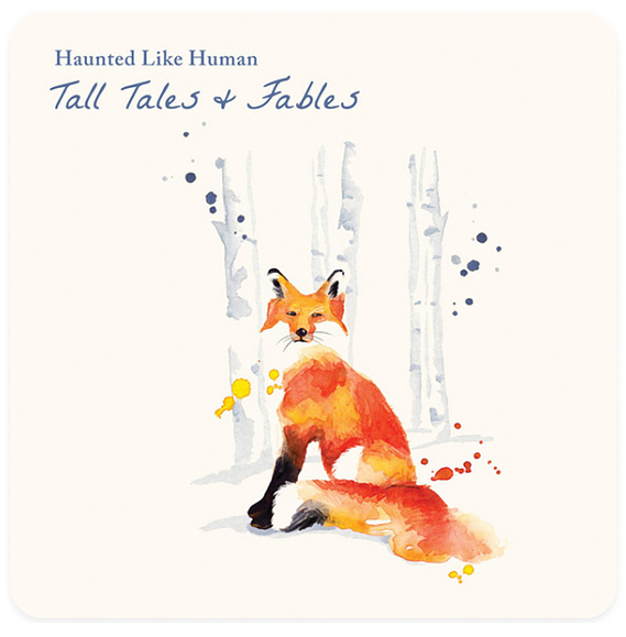 Watercolour Album Cover Illustration: Enchanting Fox & Birch Forest Captures Indie Folk Spirit. 