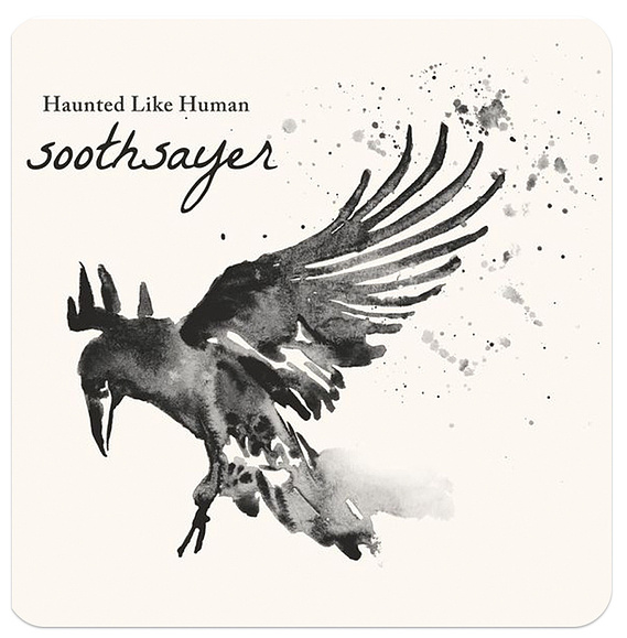 Elegant black bird watercolor painting featured on an album cover, showcasing delicate brushstrokes and rich textures. Ideal for music that captures the essence of nature and artistic expression.