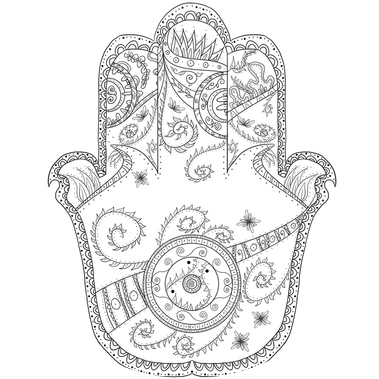 Black and white line drawing for mindfulness illustrations in an adult coloring book, promoting calm and peace, featured in the entertainment, media, and comics case studies section.