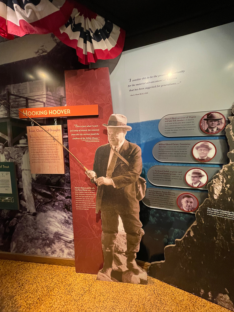 Visitor center exhibit about Herbert Hoover and his influence on the creation of Shenandoah N.P.