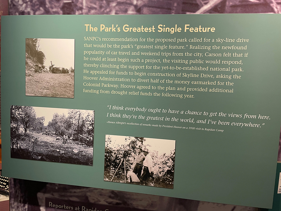 Informational panel about the park's greatest single feature, Skyline Drive