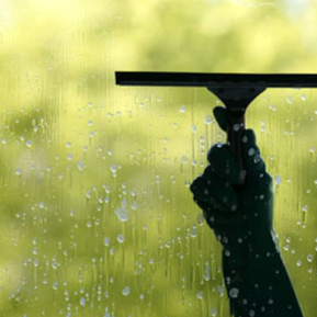 cleaning a dirty window