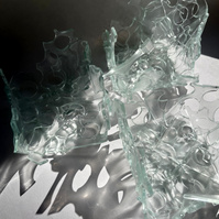 12.2 | 3mm float glass, kiln, plaster, mould, pen, pencil, marker, tracing paper | 06.02.2023 - tbc. | glass art work, constructivism, glass artist based in uk, from hong kong, new materialism, vitality, destruct and reconstruct, entropy
