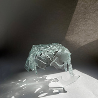 12.2 | 3mm float glass, kiln, plaster, mould, pen, pencil, marker, tracing paper | 06.02.2023 - tbc. | glass art work, constructivism, glass artist based in uk, from hong kong, new materialism, vitality, destruct and reconstruct, entropy