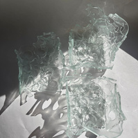 12.2 | 3mm float glass, kiln, plaster, mould, pen, pencil, marker, tracing paper | 06.02.2023 - tbc. | glass art work, constructivism, glass artist based in uk, from hong kong, new materialism, vitality, destruct and reconstruct, entropy