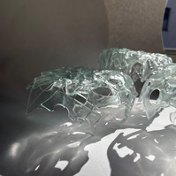 12.2 | 3mm float glass, kiln, plaster, mould, pen, pencil, marker, tracing paper | 06.02.2023 - tbc. | glass art work, constructivism, glass artist based in uk, from hong kong, new materialism, vitality, destruct and reconstruct, entropy