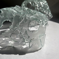 12.2 | 3mm float glass, kiln, plaster, mould, pen, pencil, marker, tracing paper | 06.02.2023 - tbc. | glass art work, constructivism, glass artist based in uk, from hong kong, new materialism, vitality, destruct and reconstruct, entropy